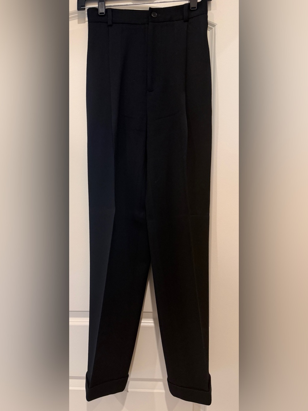 VTG Ralph Lauren Collection Purple Label Pleated Black High Rise Wool Pants US 2